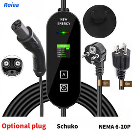 3.5kW NACS For Tesla Portable EV Charger 16A Adjustable Schuko NEMA 6‑20P Plug 5M Cable Timing Charging & Dual Temp Protection