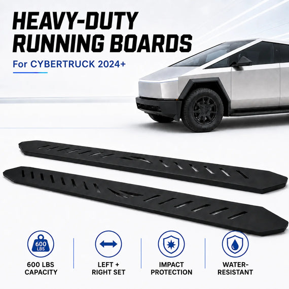 2PCS Running Boards Side Steps for Tesla Cybertruck 2024 - 2026 600LBS Heavy Duty Steel Nerf Bars No Drill Exterior Accessories