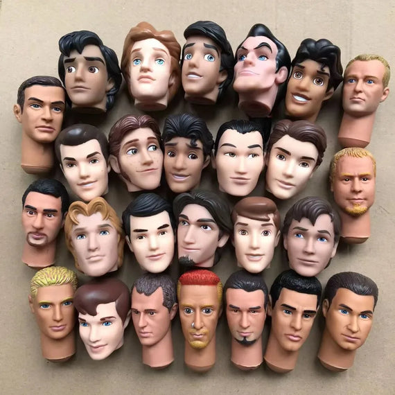 Prince Doll Heads White Brown Black Skin Men Soliders Doll Parts 1/6 Size Doll Accessories Kids Collection Figure Toys