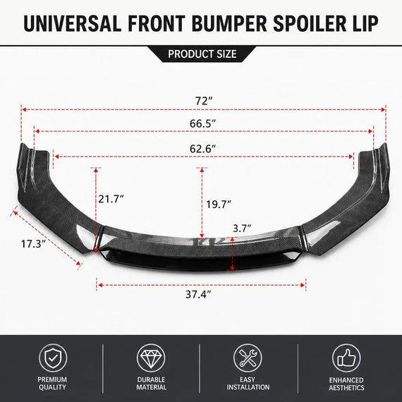Universal Front Bumper Chin Spoiler Bodykit Splitter Diffuser Under Lips Diffuser Carbon Look Spoiler Cars Accessories