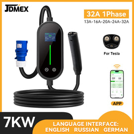 JDMEX 7KW Portable EV Charger TS-NACS 32A 1Phase Fast Charging for TESLA Wallbox Charger APP Control 5m for TESLA Models 3/Y/S/X