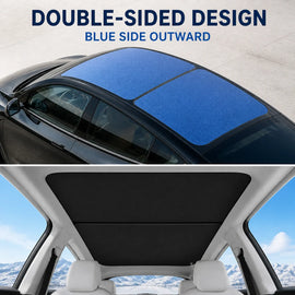 Model Y Ice Blue Roof Sunshade 2020-2026 – Panoramic Glass Roof Cover with Storage Bag for Interior Sun Protection