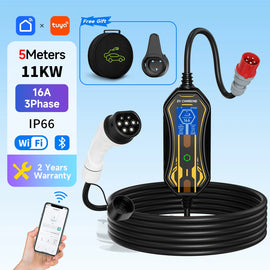 11KW Portable EV Charger Type2/GBT WiFi APP Control 16A 5M Cable for Electric Car Home Fast Charging Wallbox