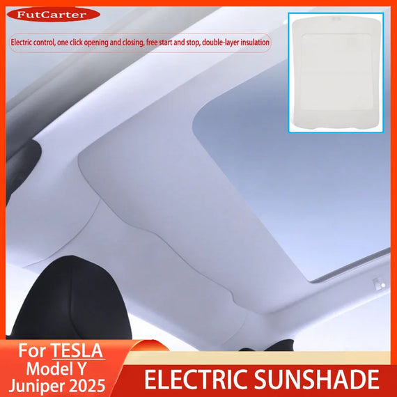 For Tesla ModelY Juniper 2025+ Panoramic Electric Sunshade Integrated Car Roof Shade Retractable Sun Visor Interior Accessories